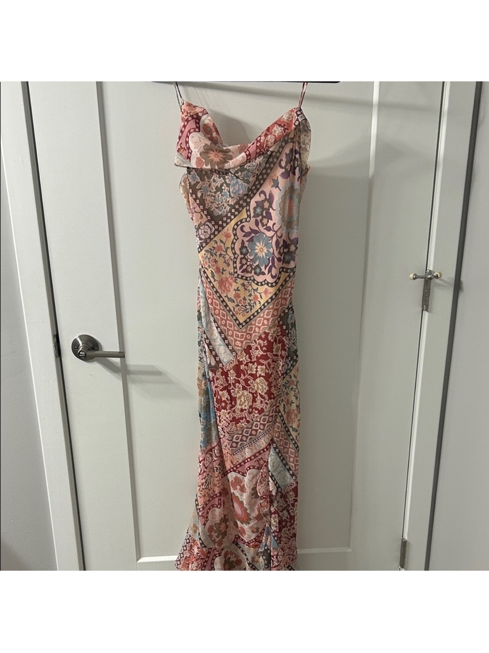 Zara Multi-Color Patchwork Maxi Dress - Pink, Red, Blue